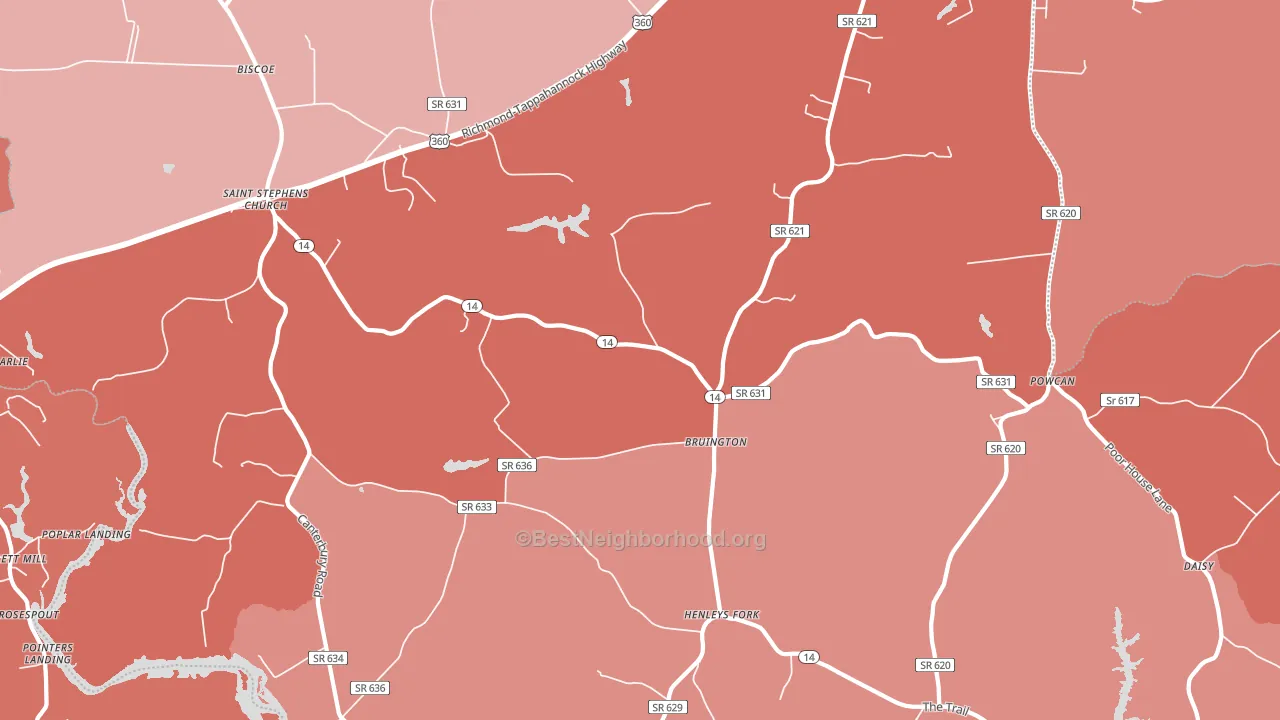 Bruington, VA block-group political-lean map