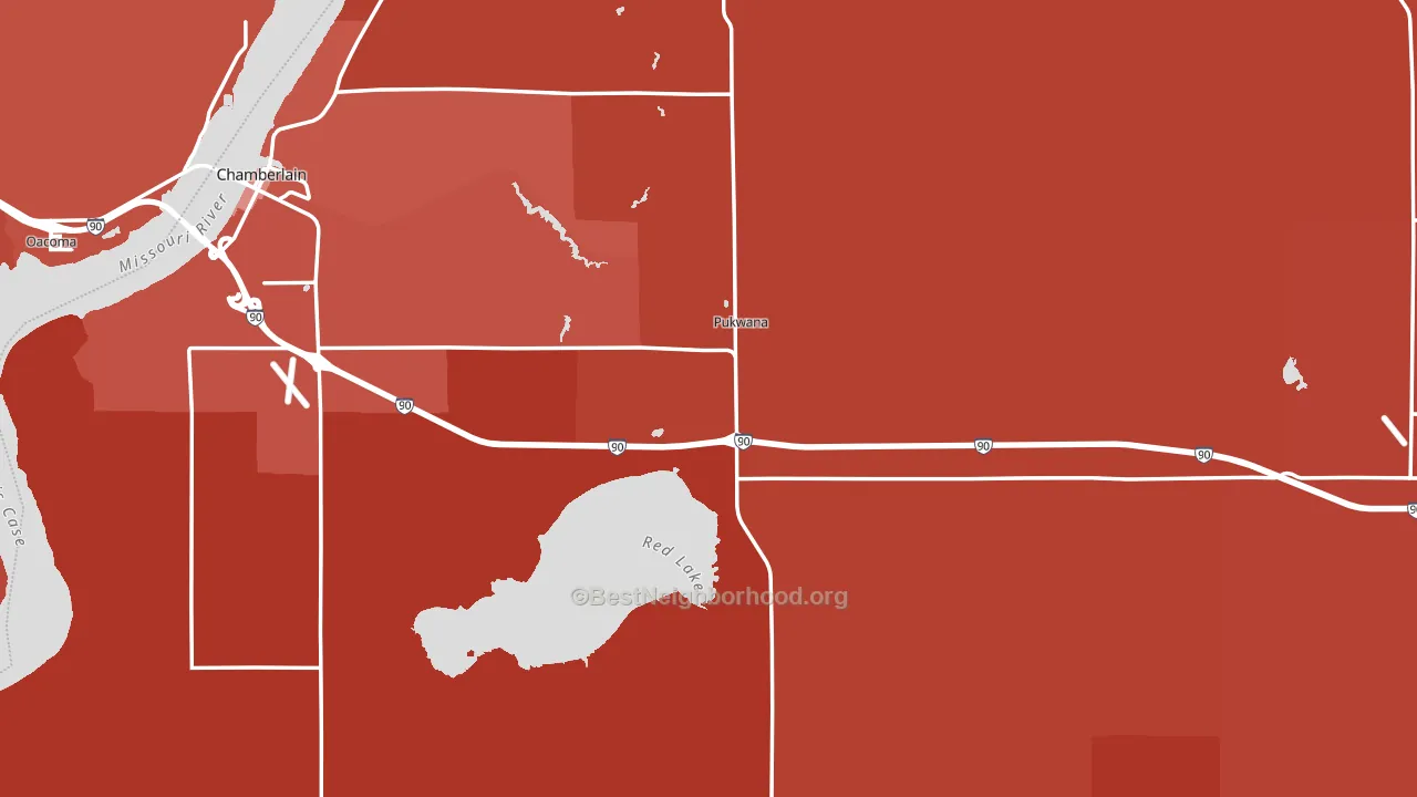 Brule County, SD block-group political-lean map
