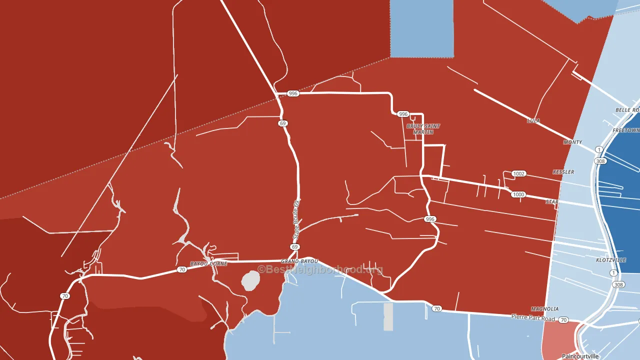 Bruly St. Martin, LA block-group political-lean map