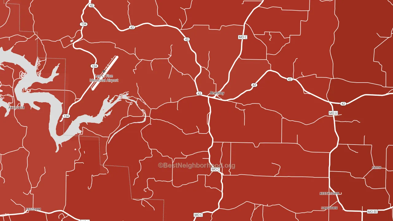 Brumley, MO block-group political-lean map
