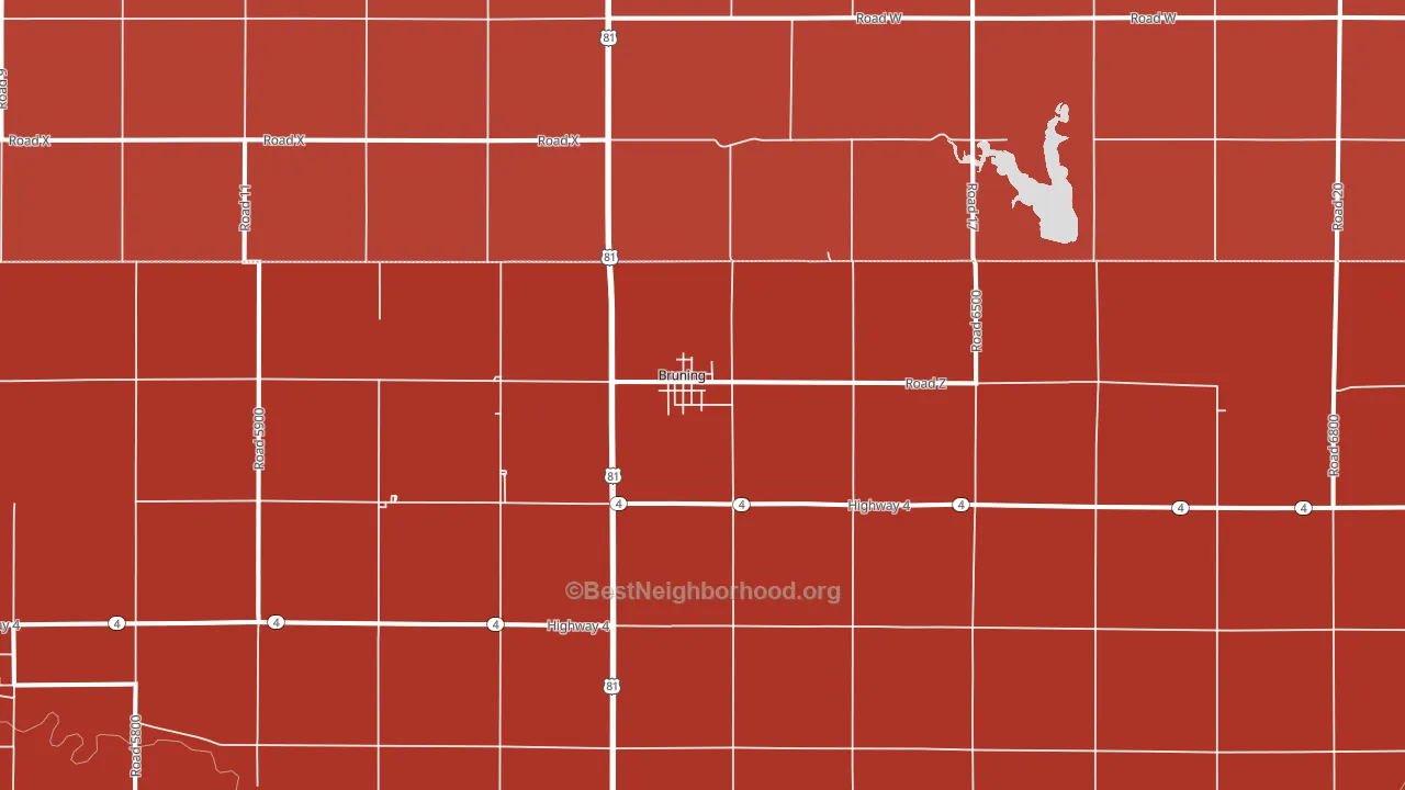 Bruning, NE block-group political-lean map