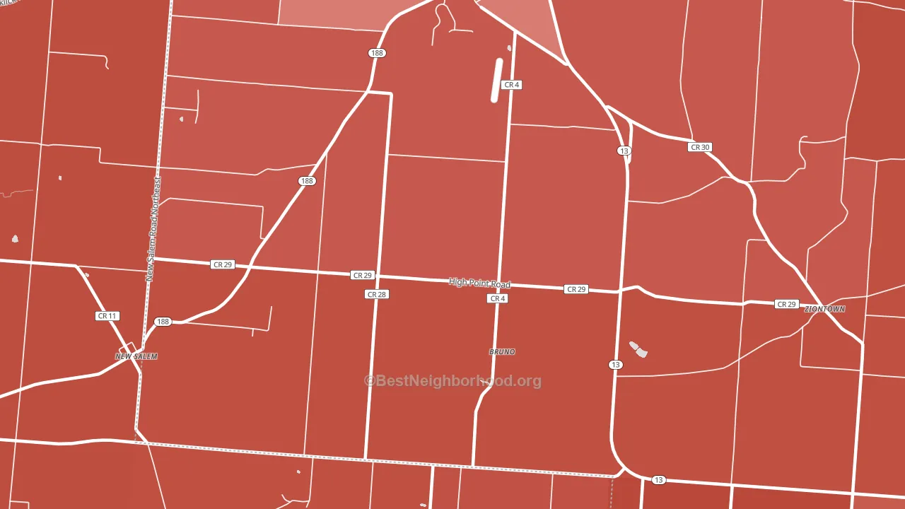 Bruno, OH block-group political-lean map