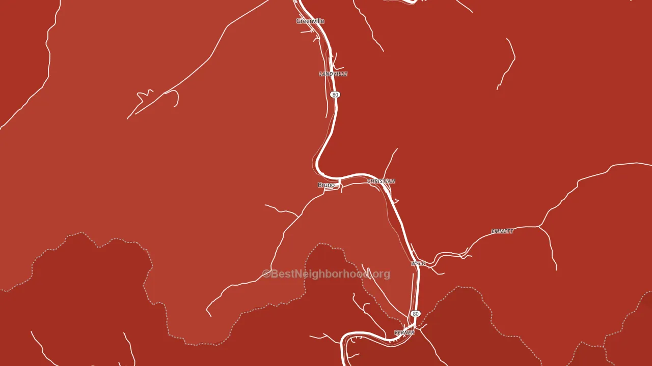 Bruno, WV block-group political-lean map