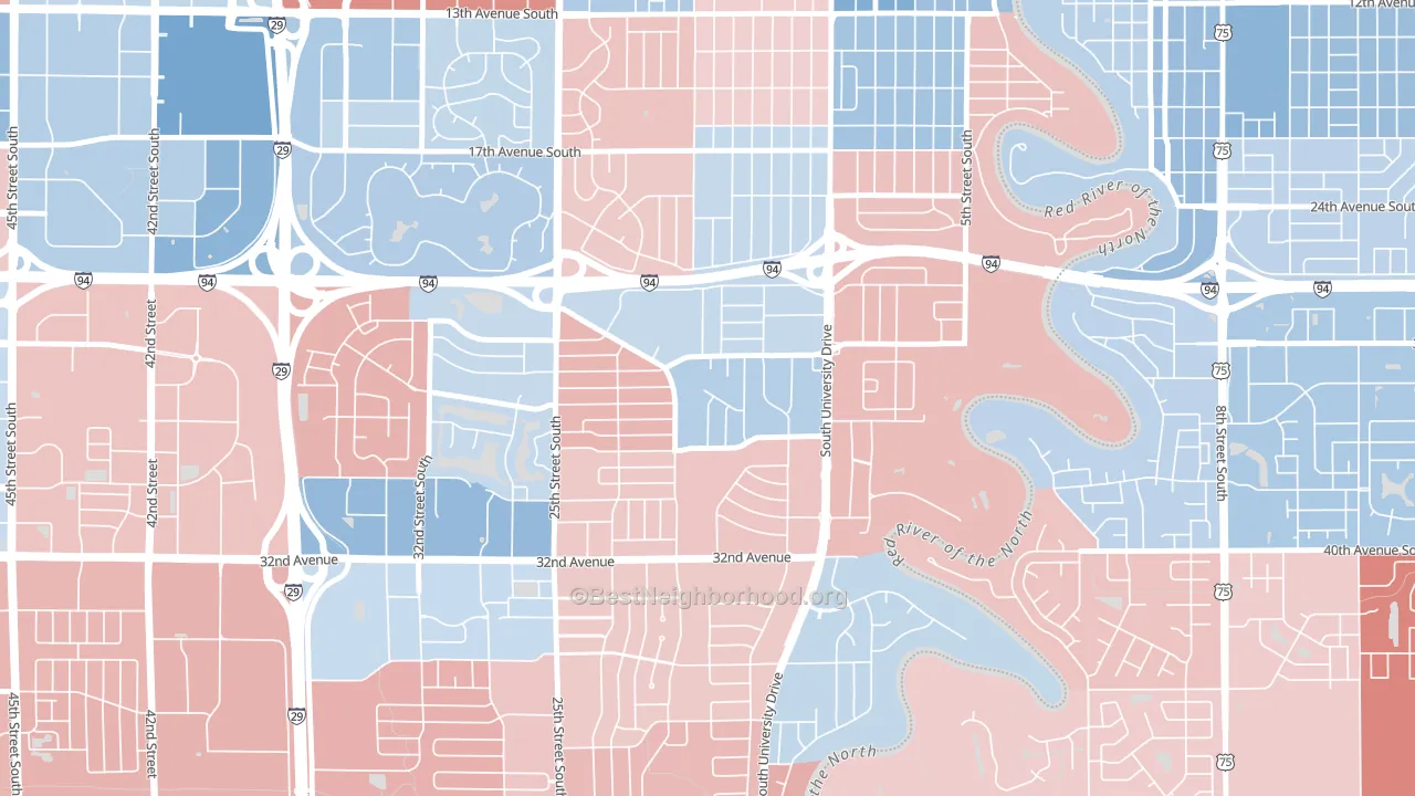 Brunsdale, Fargo, ND block-group political-lean map