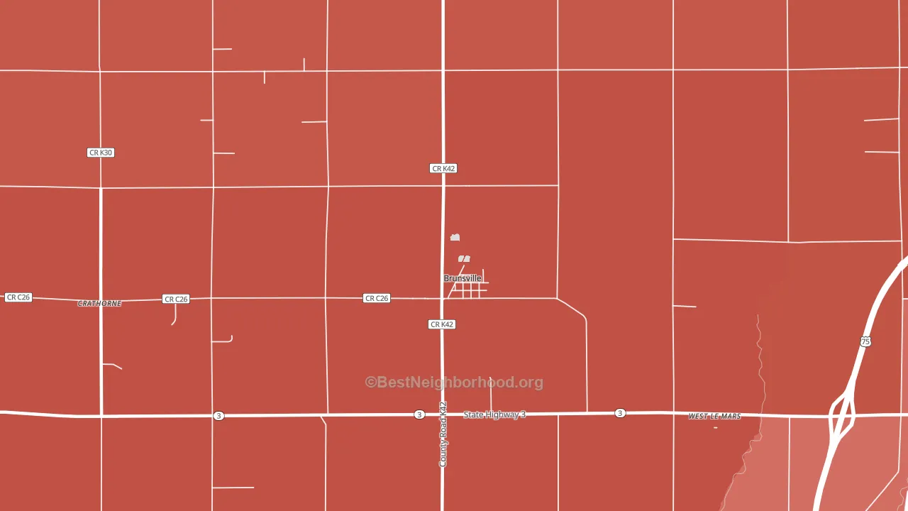 Brunsville, IA block-group political-lean map