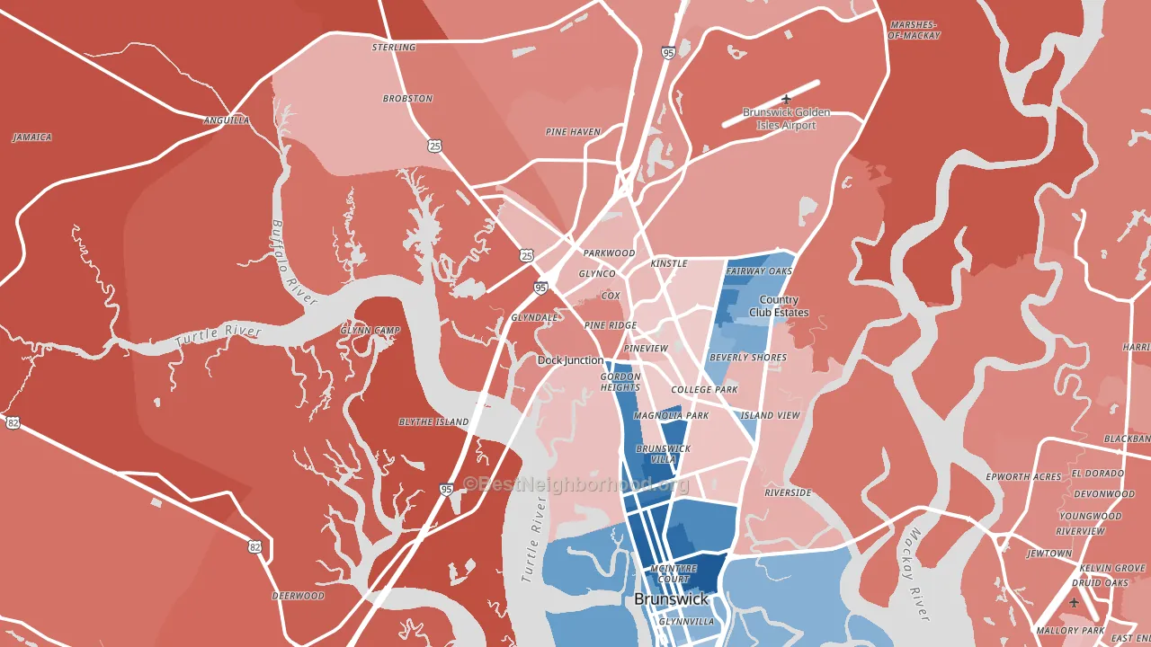 Brunswick, GA block-group political-lean map