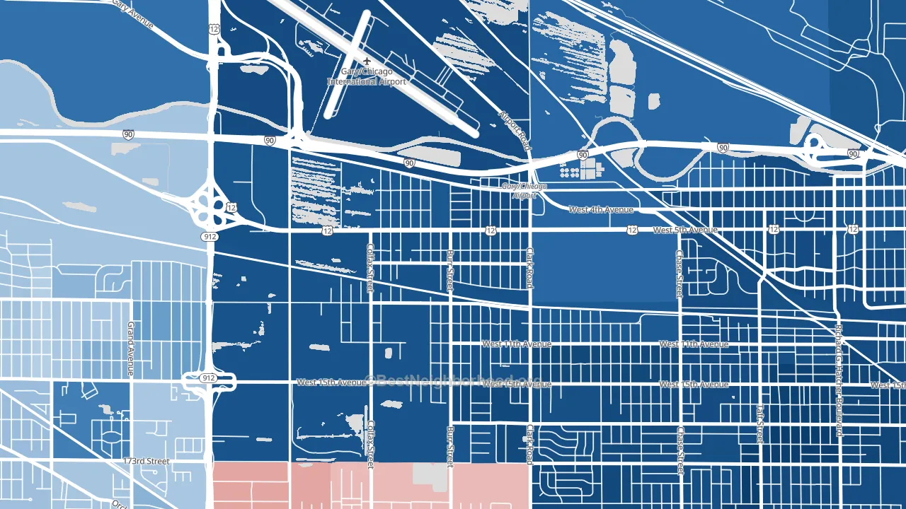 Brunswick, Gary, IN block-group political-lean map