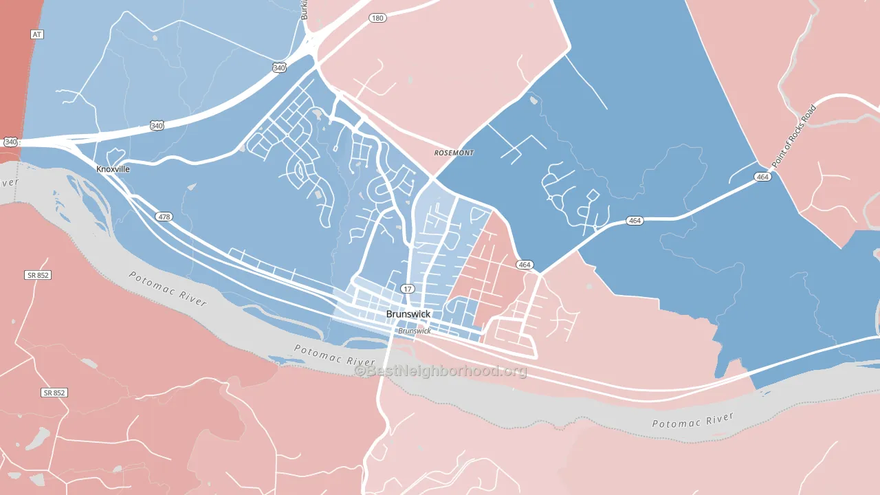 Brunswick, MD block-group political-lean map