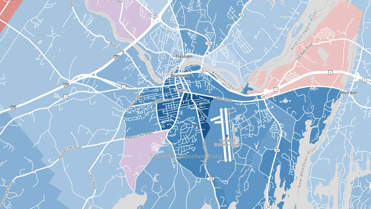 Brunswick, ME block-group political-lean map