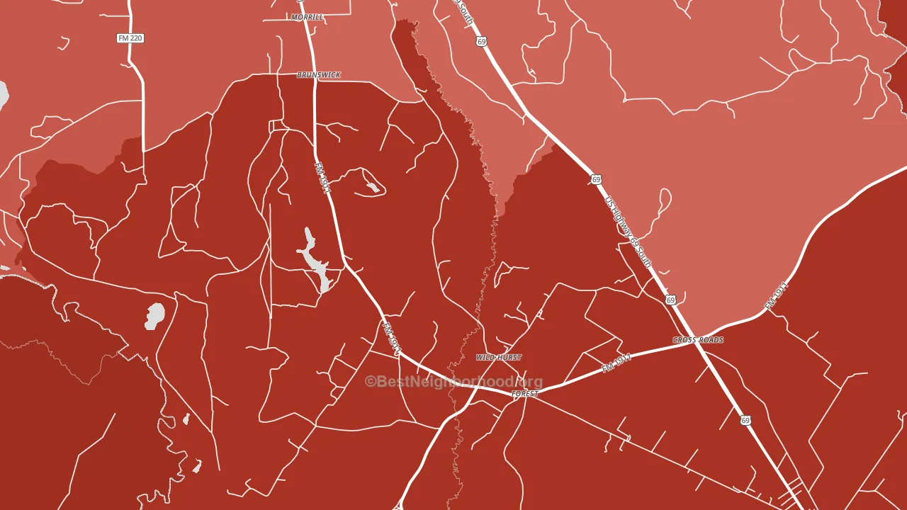 Brunswick, TX block-group political-lean map