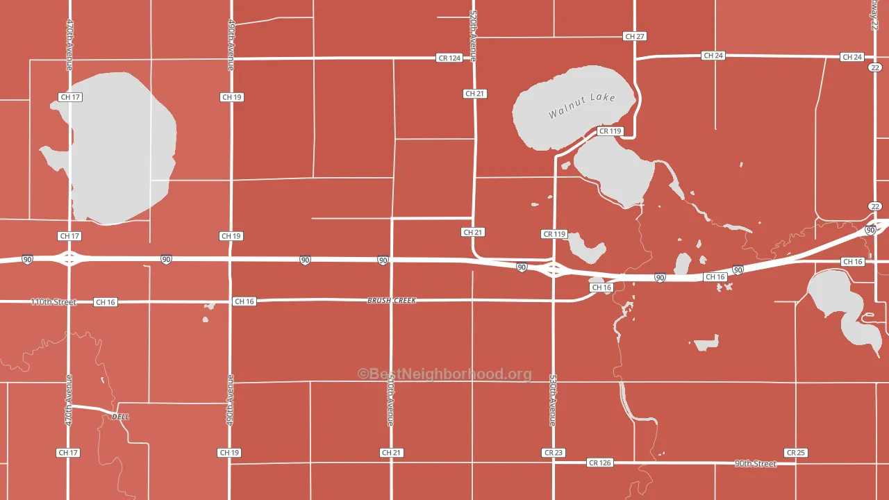 Brush Creek, MN block-group political-lean map