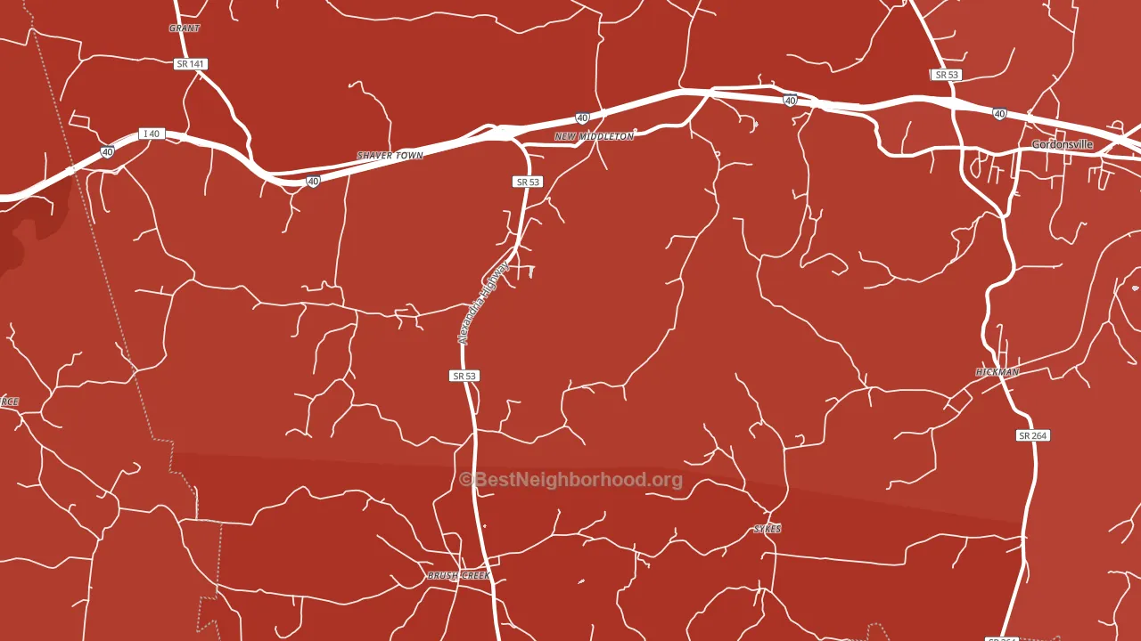 Brush Creek, TN block-group political-lean map