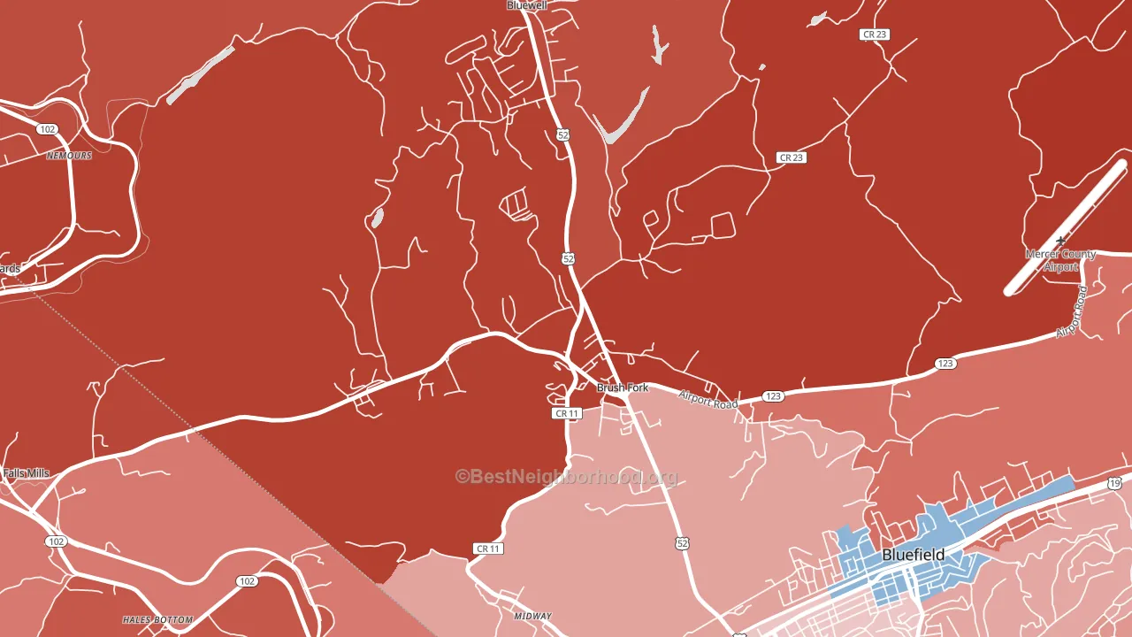 Brush Fork, WV block-group political-lean map
