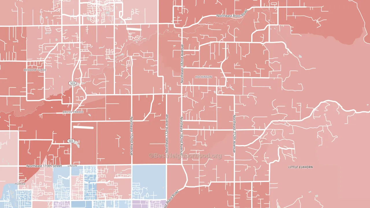 Brush Prairie, WA block-group political-lean map