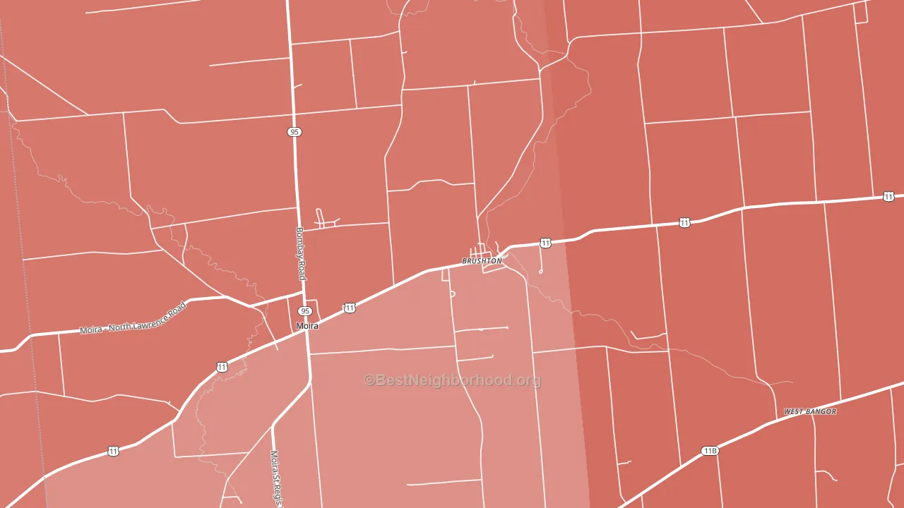 Brushton, NY block-group political-lean map