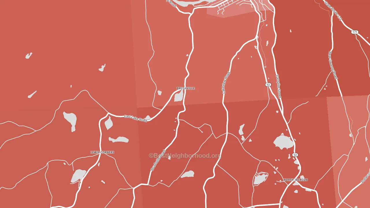 Brushville, PA block-group political-lean map