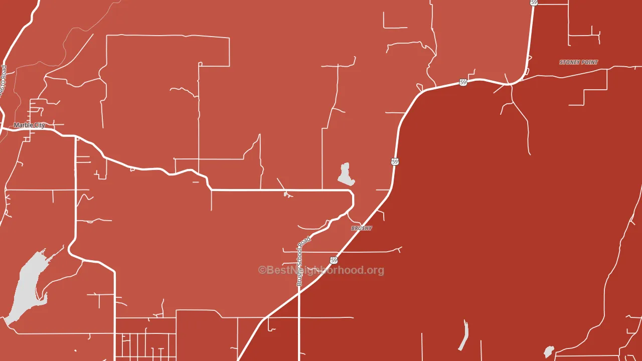 Brushy, OK block-group political-lean map