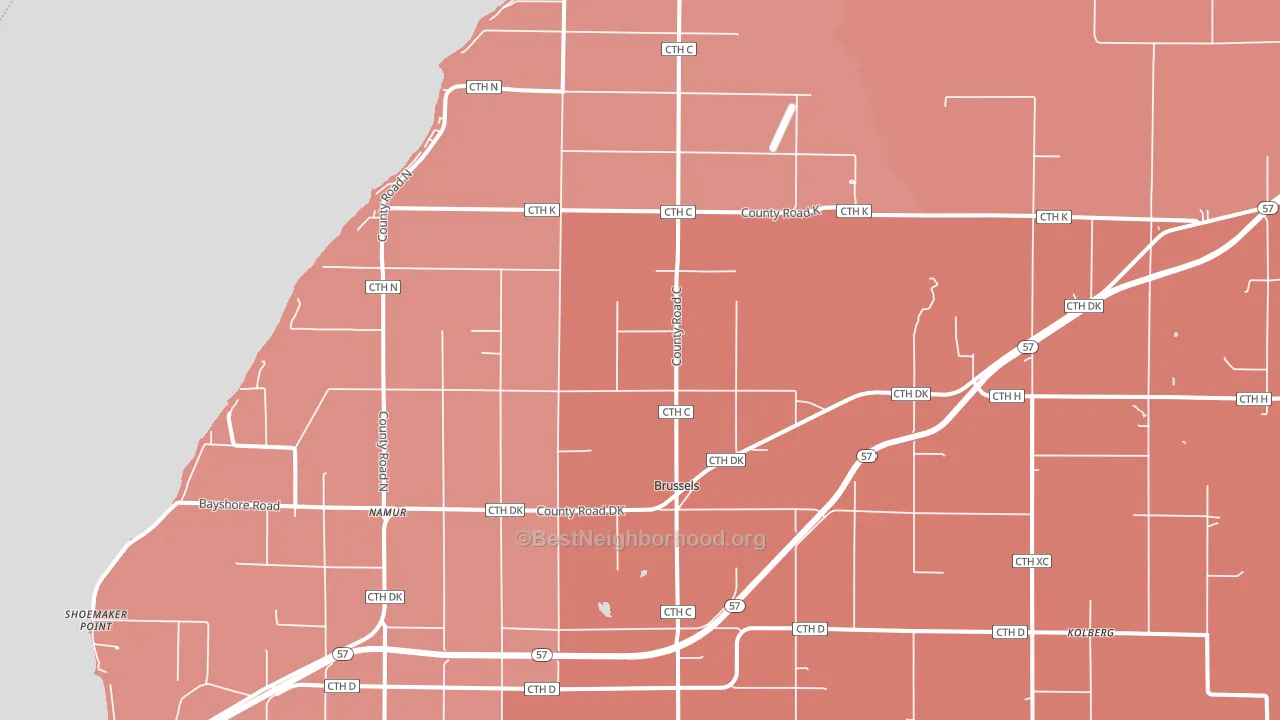 Brussels, WI block-group political-lean map