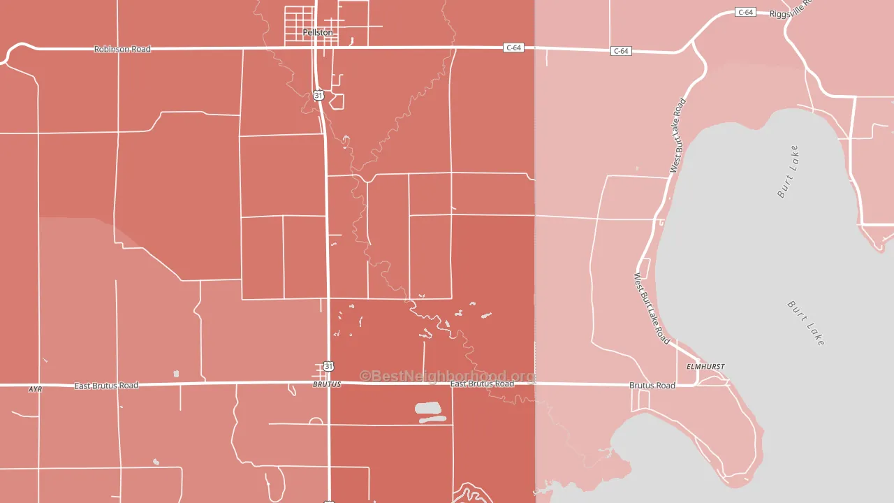 Brutus, MI block-group political-lean map