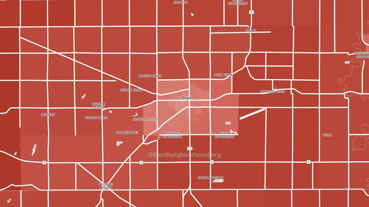 Bryan, OH block-group political-lean map