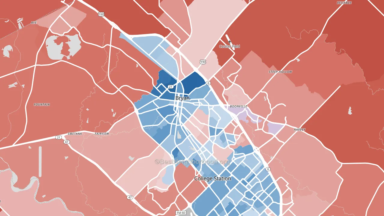 Bryan, TX block-group political-lean map
