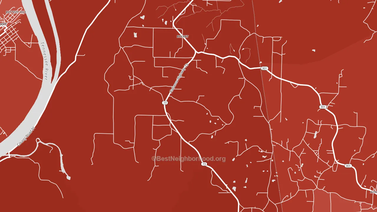 Bryant, AL block-group political-lean map