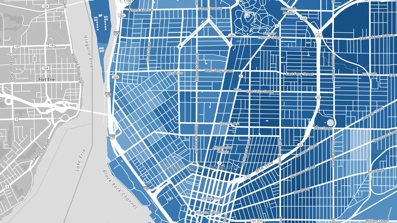 Bryant, Buffalo, NY block-group political-lean map