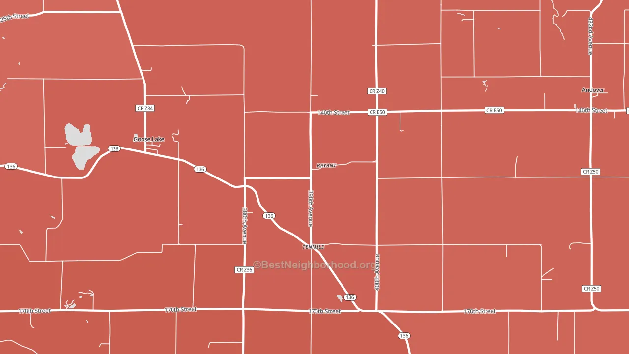 Bryant, IA block-group political-lean map