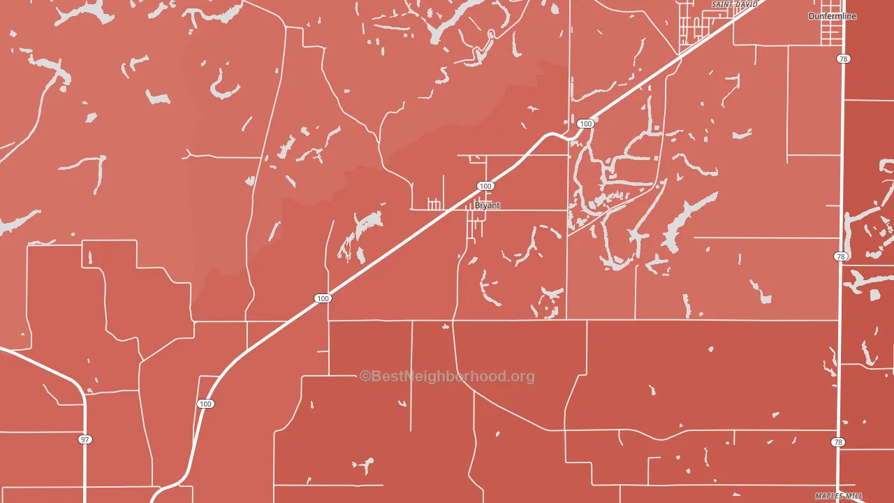 Bryant, IL block-group political-lean map