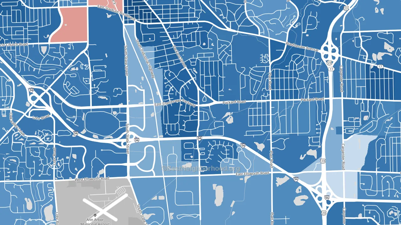 Bryant Pattengill East, Ann Arbor, MI block-group political-lean map