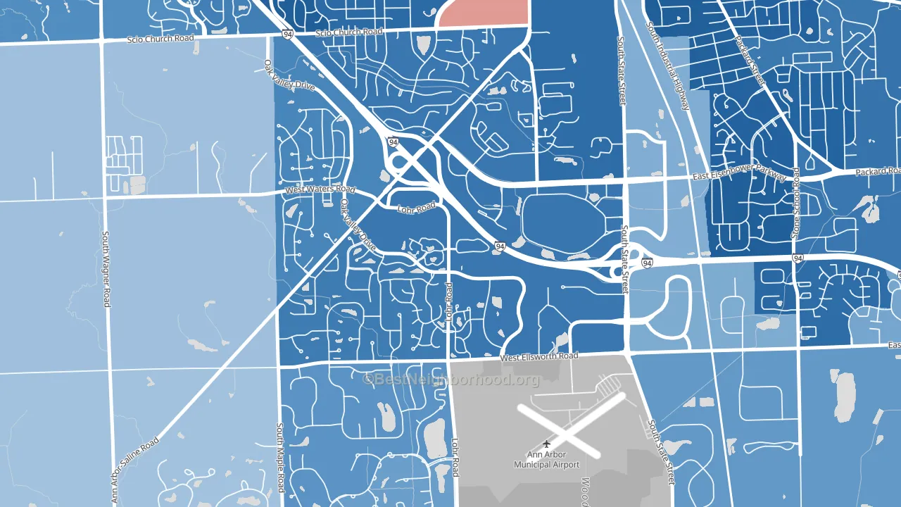 Bryant Pattengill West, Ann Arbor, MI block-group political-lean map