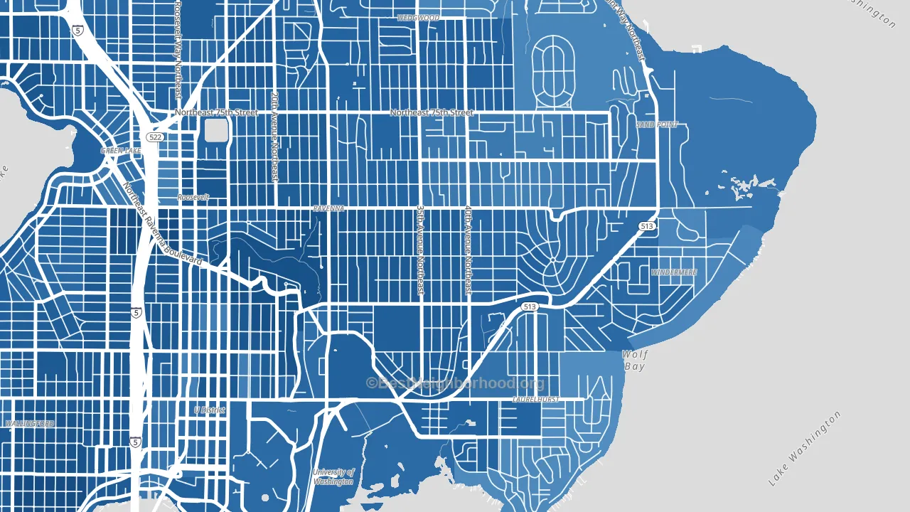 Bryant, Seattle, WA block-group political-lean map