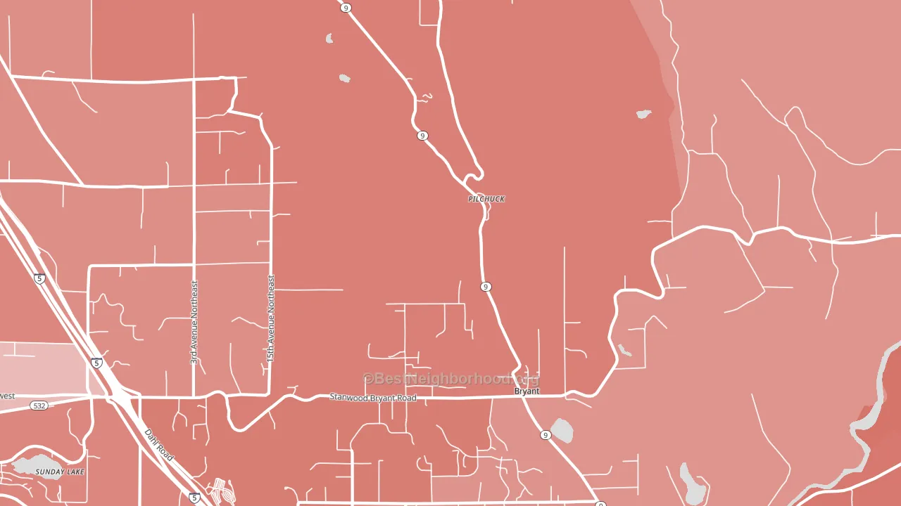 Bryant, WA block-group political-lean map