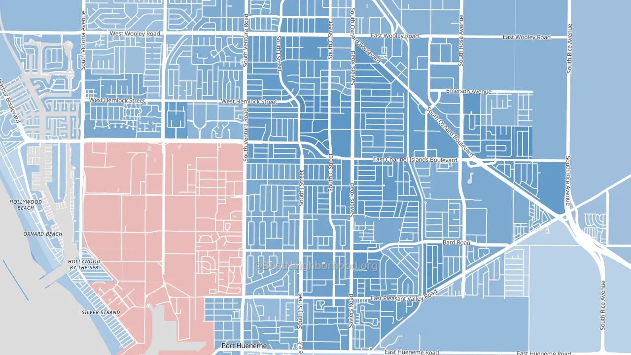 Bryce Canyon North, Oxnard, CA block-group political-lean map