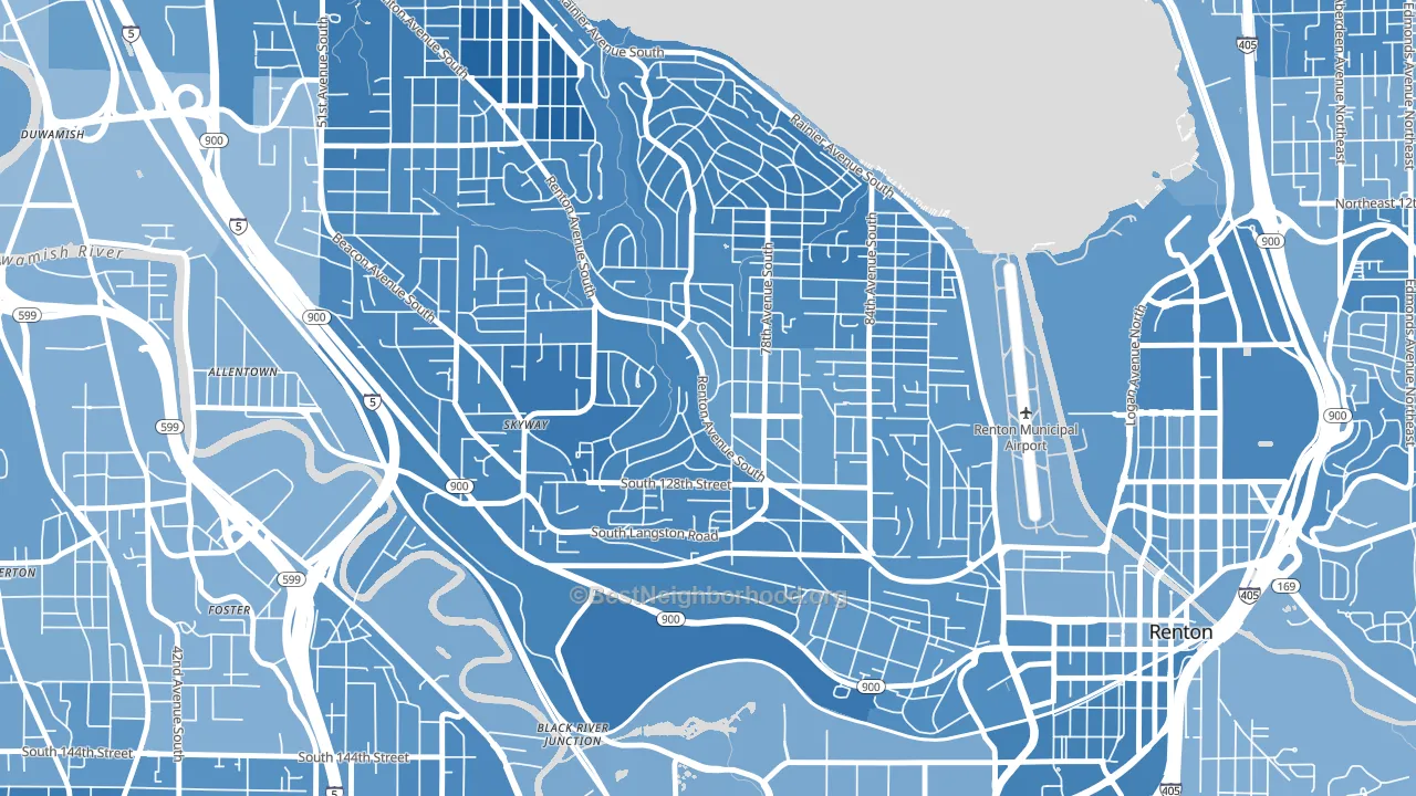 Bryn Mawr-Skyway, WA block-group political-lean map