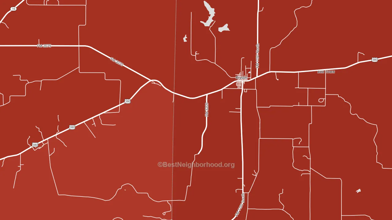 Bryson, TX block-group political-lean map