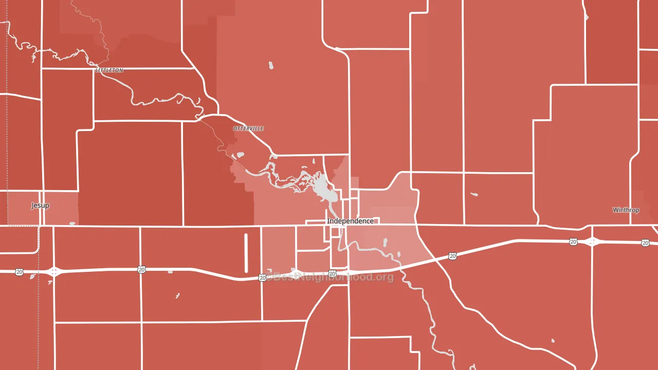 Buchanan County, IA block-group political-lean map