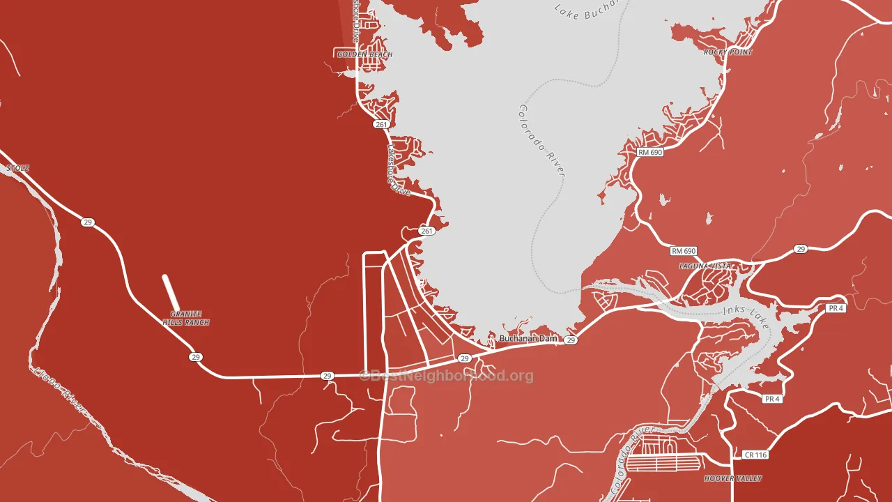 Buchanan Dam, TX block-group political-lean map