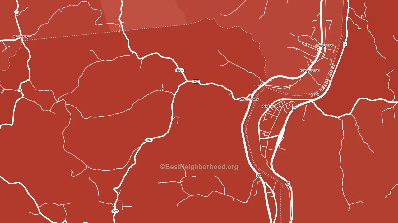 Buchanan, KY block-group political-lean map