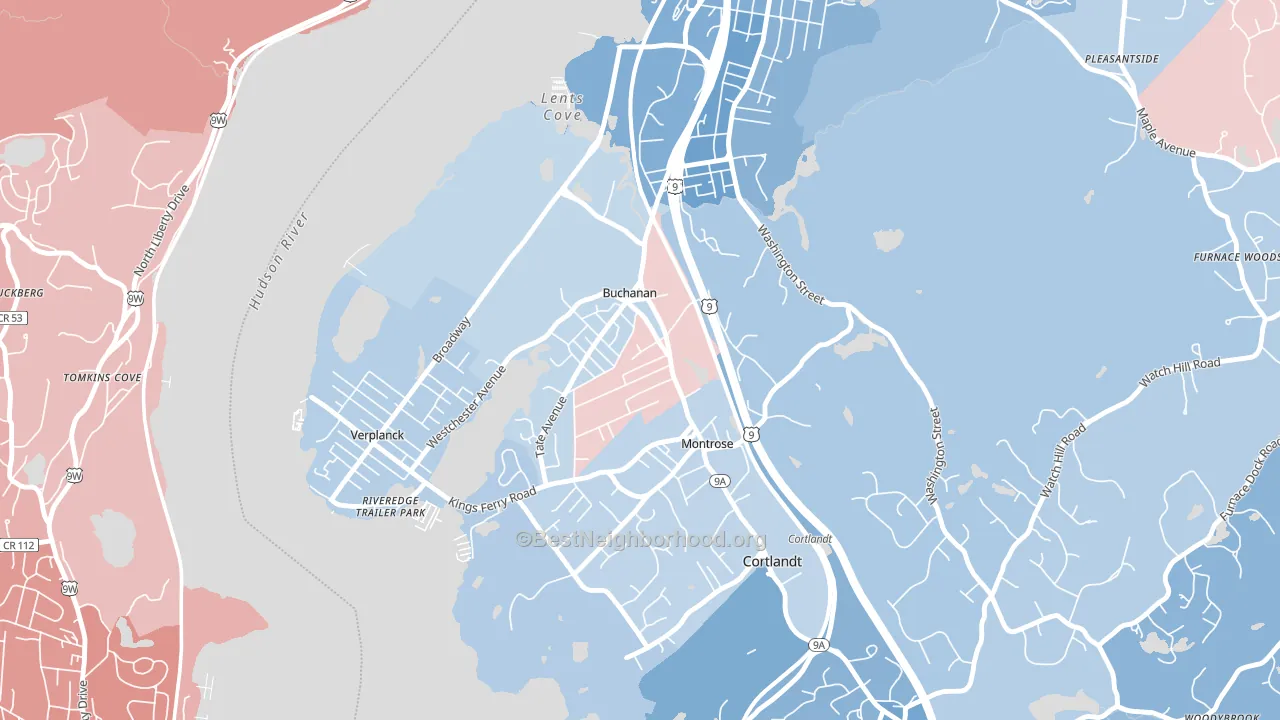 Buchanan, NY block-group political-lean map