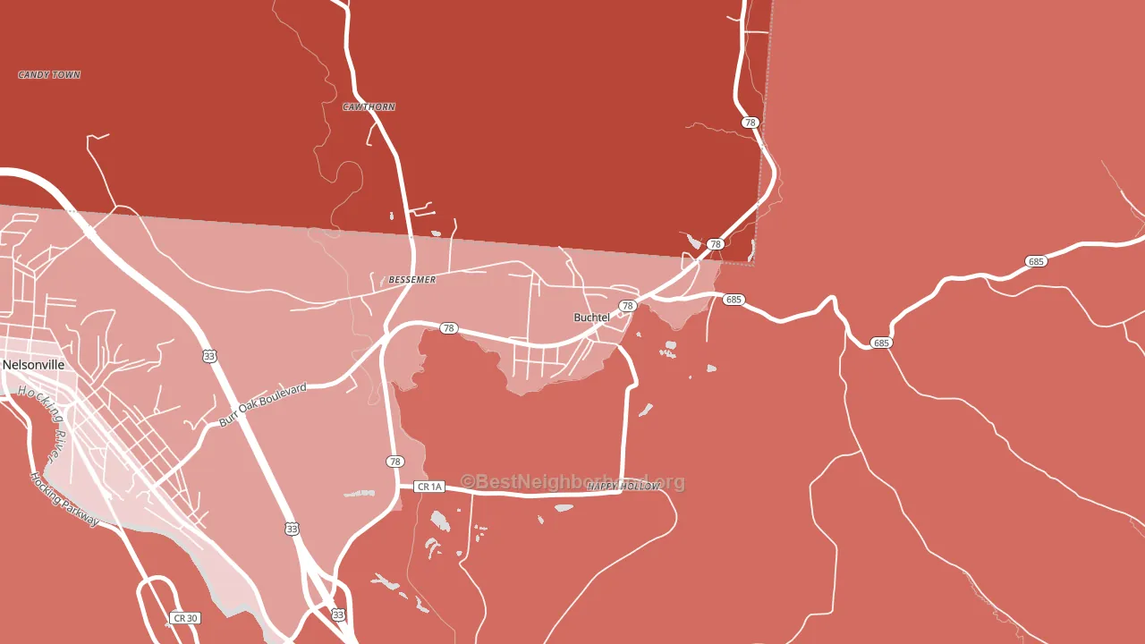 Buchtel, OH block-group political-lean map