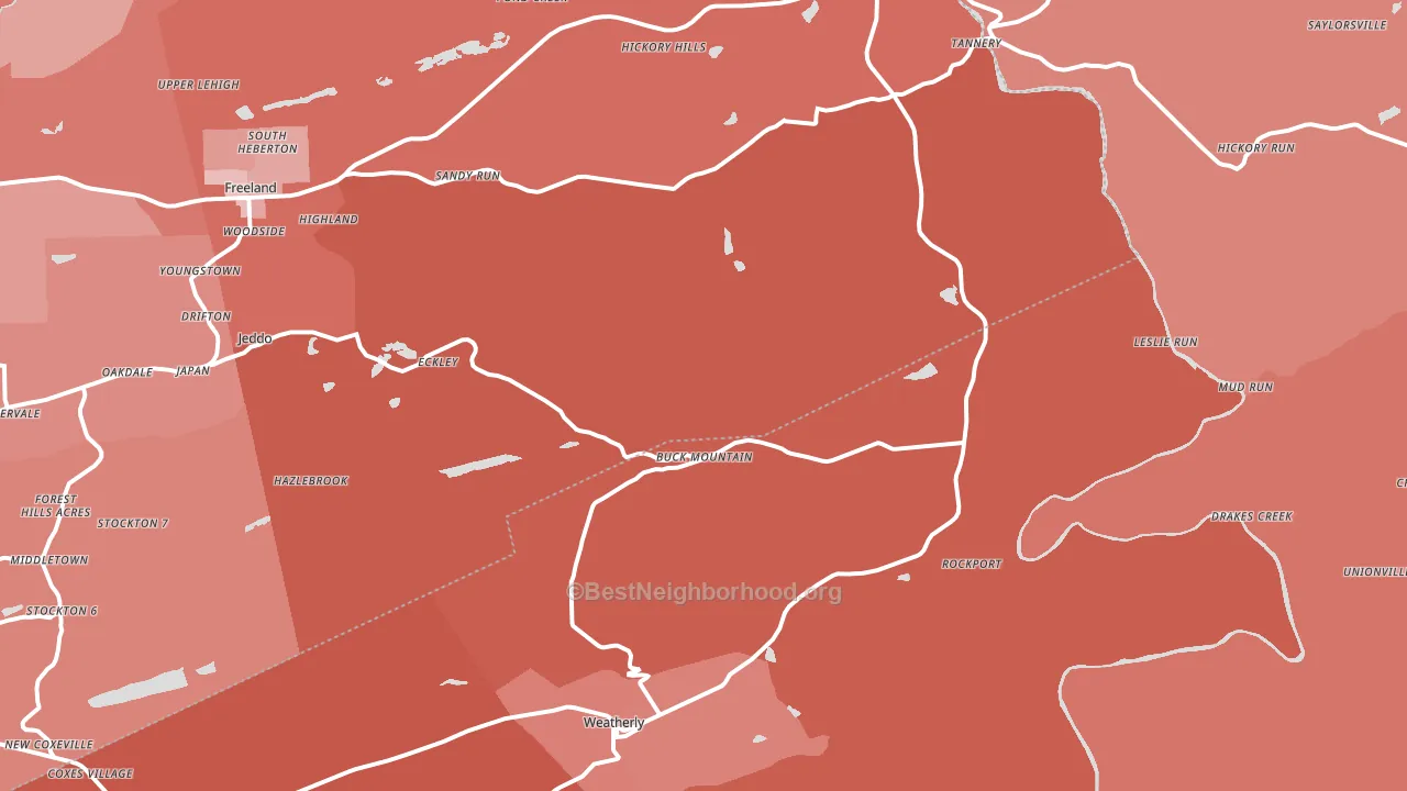 Buck Mountain, PA block-group political-lean map