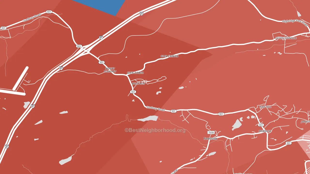 Buck Run, PA block-group political-lean map