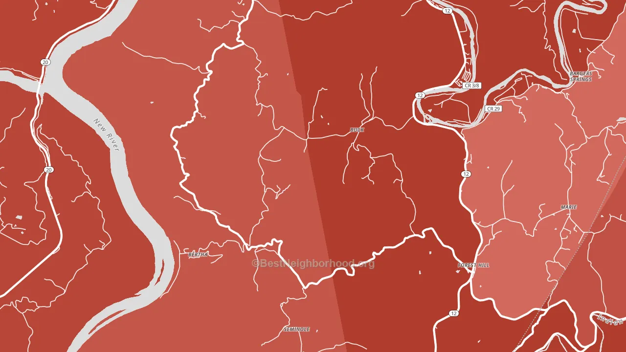 Buck, WV block-group political-lean map