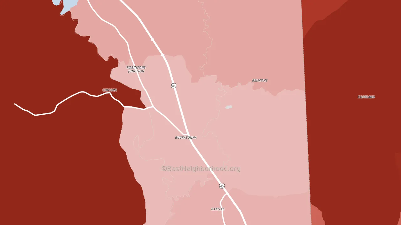 Buckatunna, MS block-group political-lean map