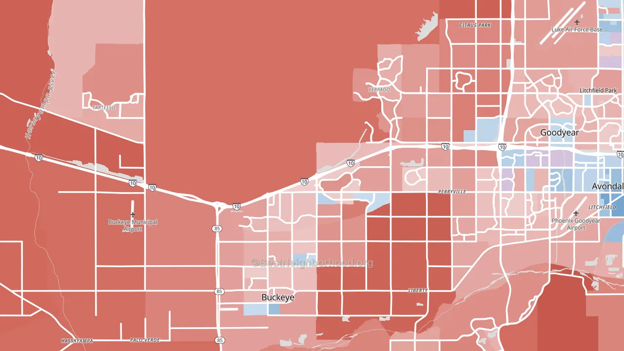 Buckeye, AZ block-group political-lean map