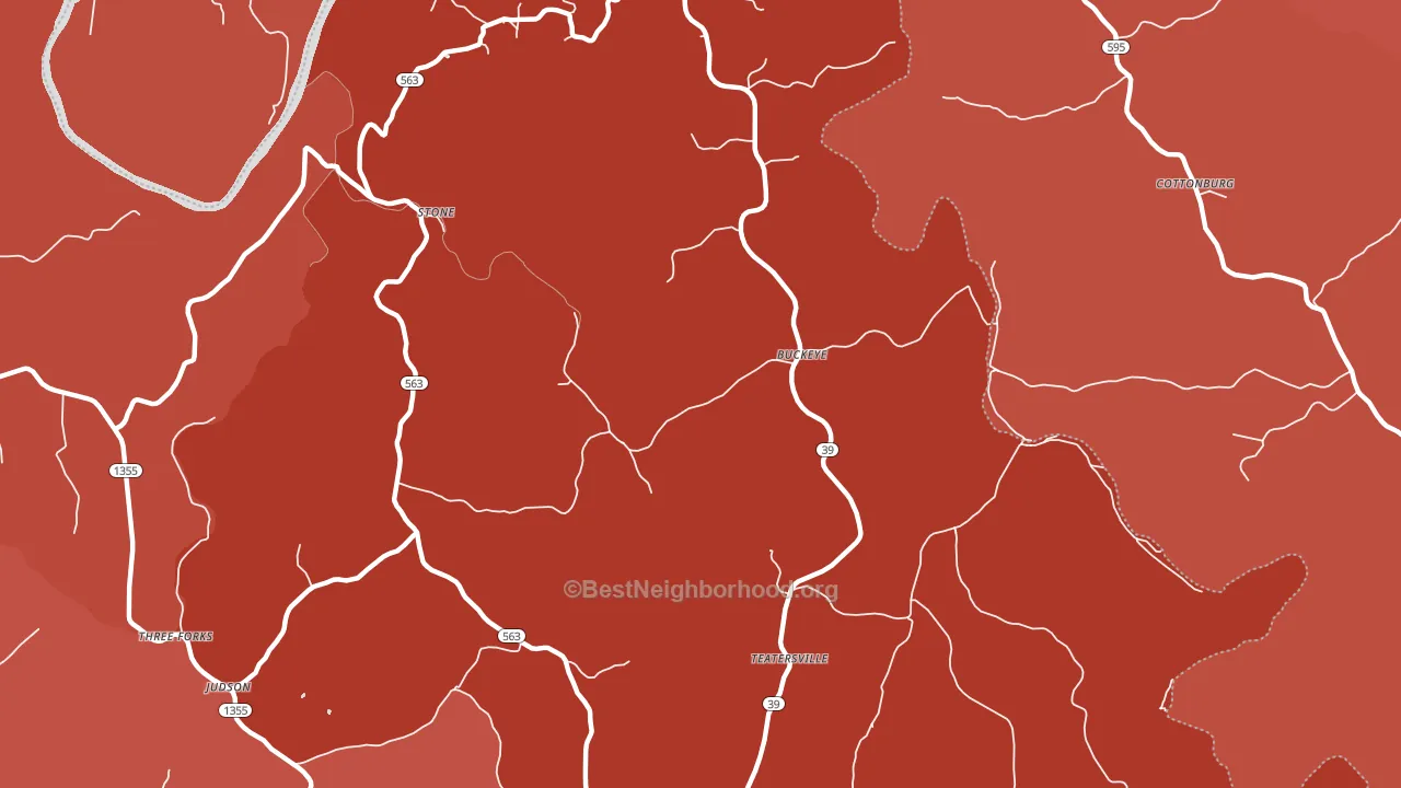 Buckeye, KY block-group political-lean map