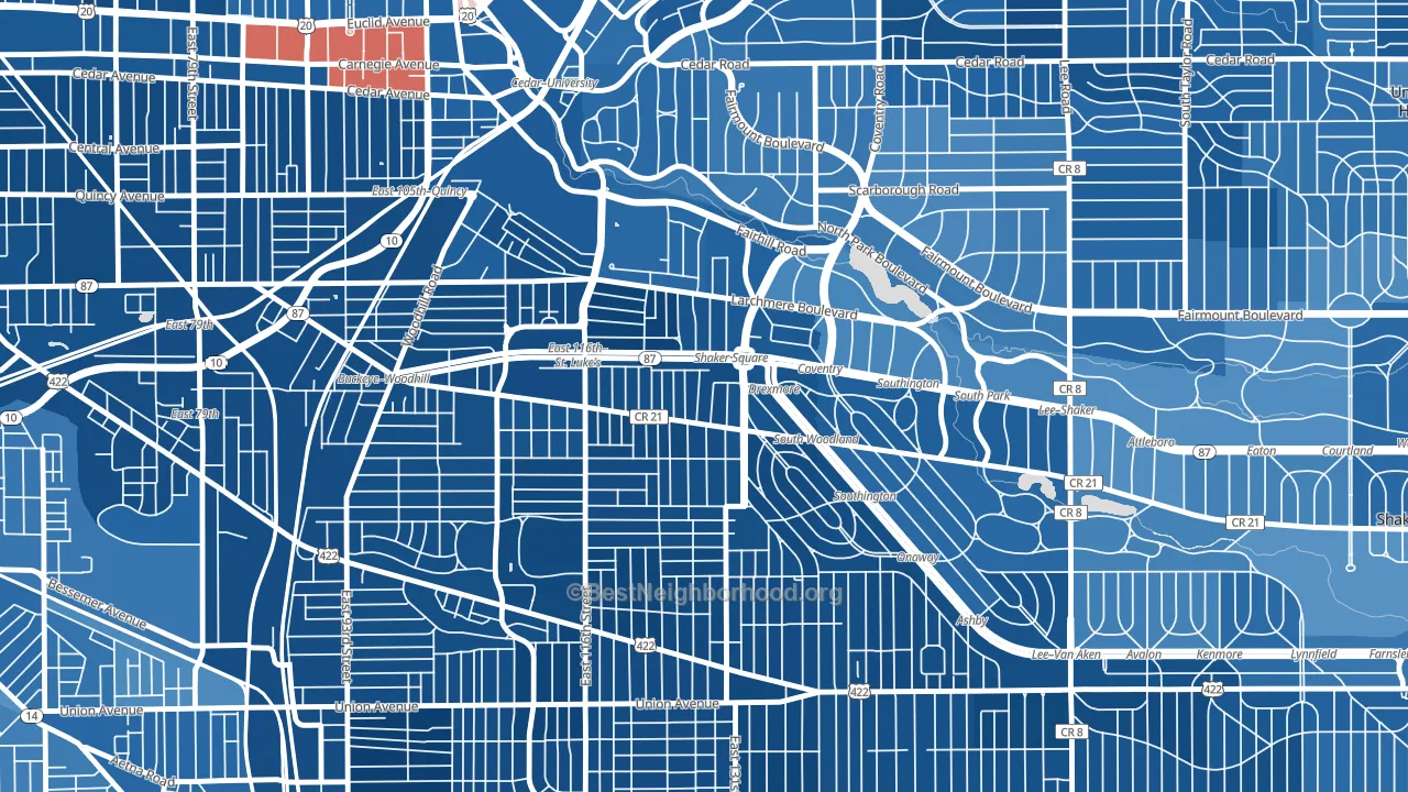 Buckeye-Shaker, Cleveland, OH block-group political-lean map