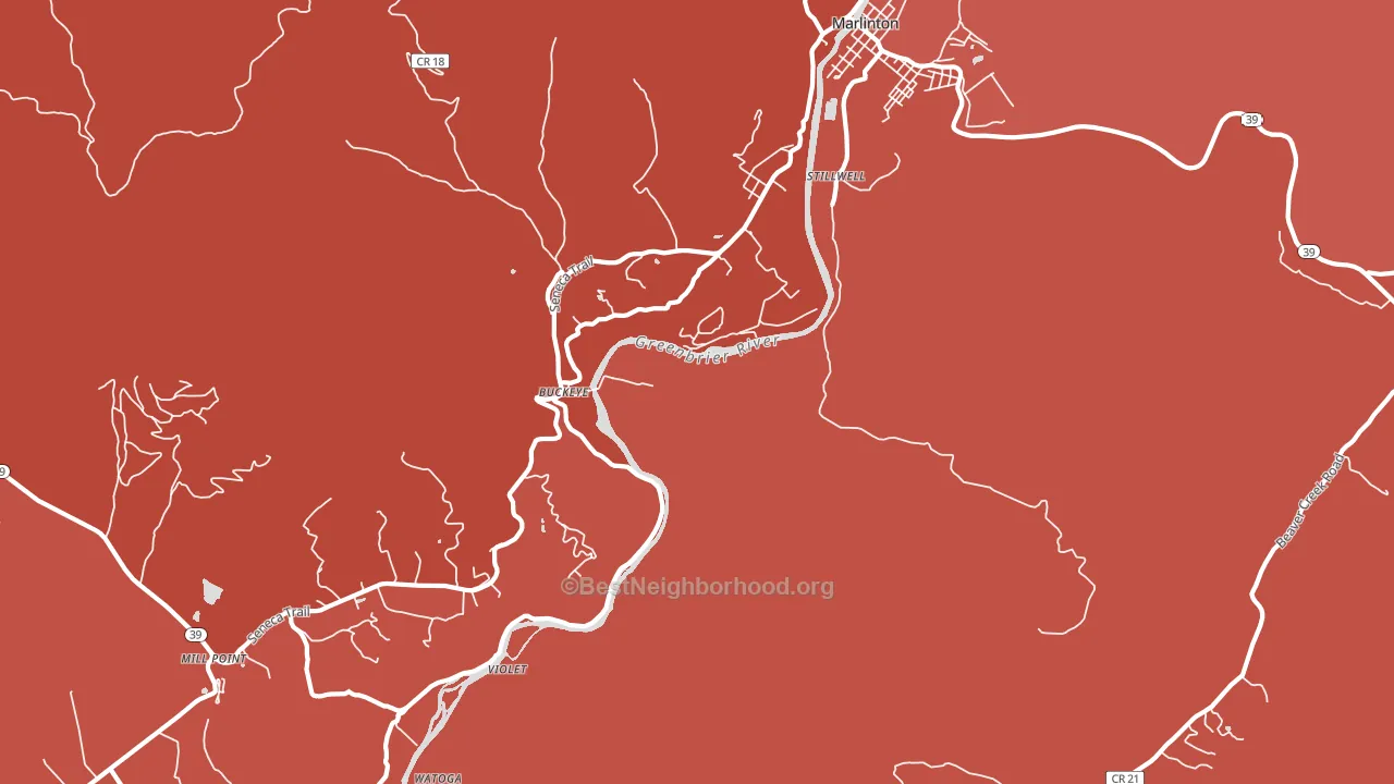 Buckeye, WV block-group political-lean map