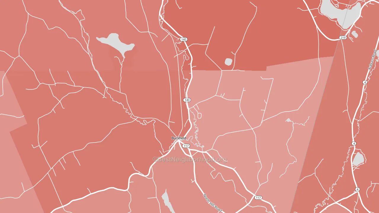 Buckfield, ME block-group political-lean map